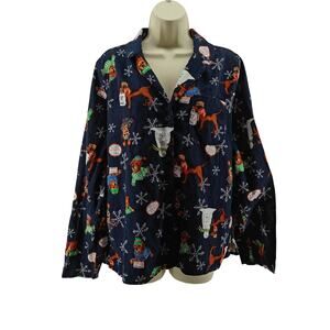 Old Navy Flannel On Magic Mascot All Over Print Pajama Top Womens Large